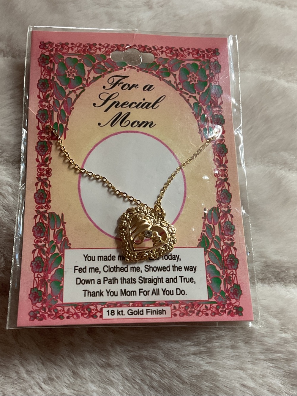 18 kt Gold Finish Heart Locket Necklace - For a Special Mom
